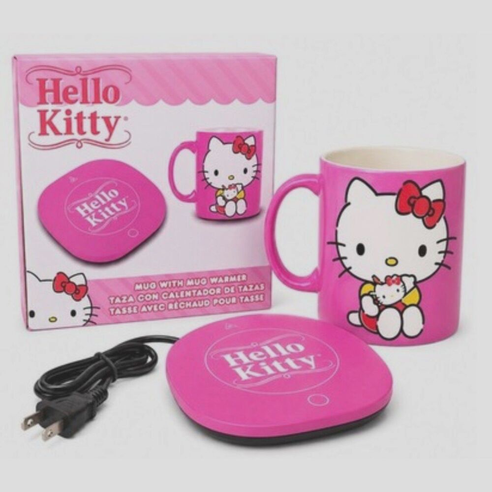 Hello Kitty Ceramic Mug with Mug Warmer Set Pink Sanrio Uncanny Brands NIB Gift